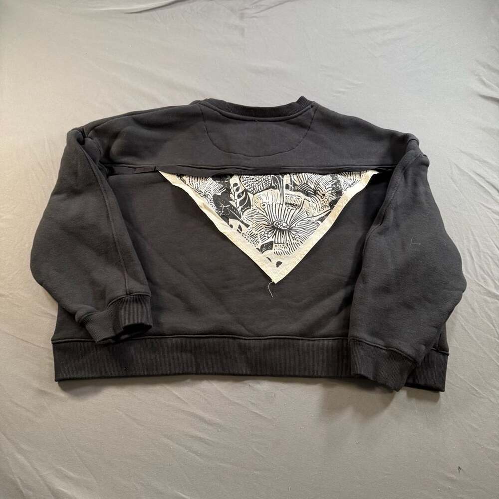 Denim & Flower Ricky Singh Boxy Fit Sweatshirt XL Tropical Bandana Back Cutout